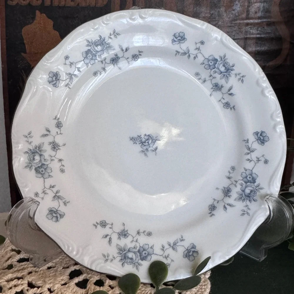 Johann Haviland Blue Garland Bread Butter Plates Bavaria Platinum Trim 4pc